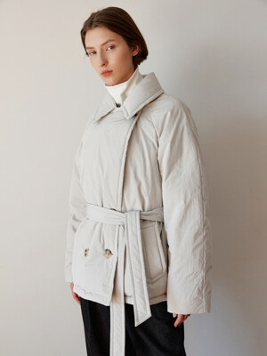 TOW COLLAR BUTTON GOOSE DOWN HALF COAT_2 COLOR