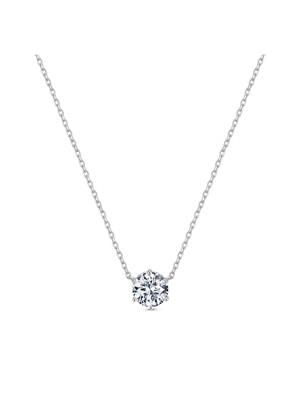 solitaire round heart necklace(white gold)