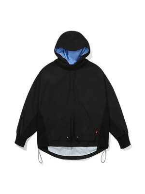 Layered Hoodie Jacket (Black)