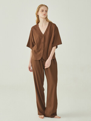 COZY ROUND PAJAMA SET_pure brown