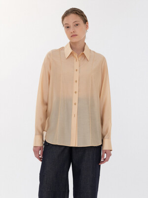 tencel pin tuck shirt (beige)