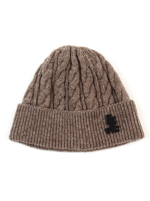 Wool Twist Beige Short Beanie 울비니