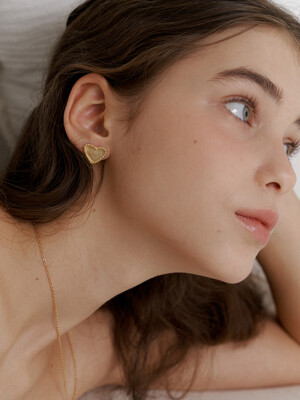 clotty heart frame earring (Silver 925)