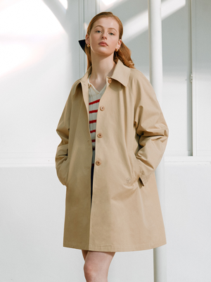 SINGLE BUTTON TRENCH COAT BEIGE