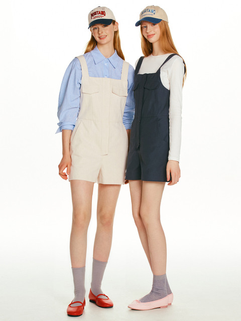 원피스 - 앤유 (AND YOU) - DOLOMITI Pocket detailed overall shorts (Light beige/Charcoal)