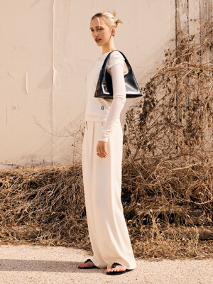 High waist wide bandig pants (IVORY)