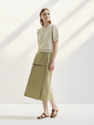 A line midi skirt (beige)