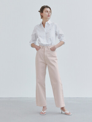 Color cotton pants / Soft pink