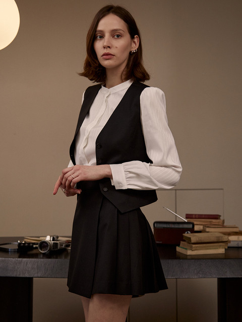 스커트 - 노미나떼 (NOMINATE) - Britain Pleats Wrap Skirt (Black)