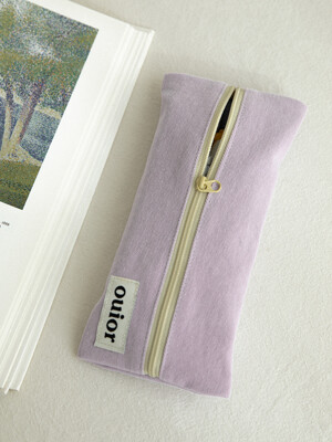 ouior flat pencil case - soft lavender(middle zipper)