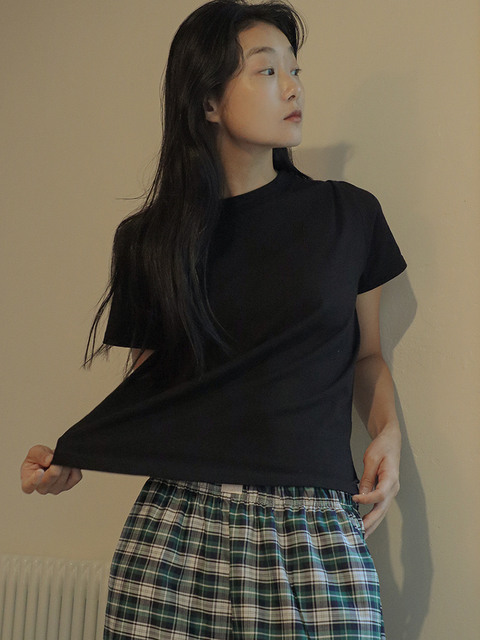 라운지웨어 - 쉐누아파리 (Chez Nous a Paris) - 시그니처 소프트 티셔츠 (블랙) #SIZE (1)