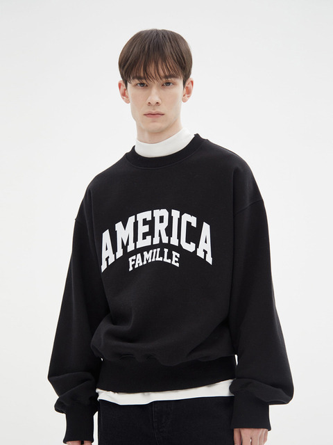 티셔츠,티셔츠 - 파밀레 (FAMILLE) - AMERICA LOGO SWEATSHIRT(BLACK)