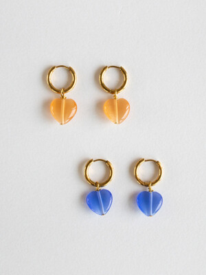 Cats eye gemstone heart earrings (2colors)