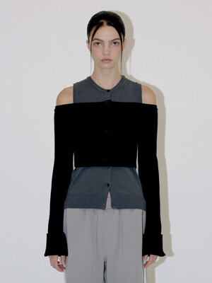 TWO WAY LAYERED CARDIGAN (black)