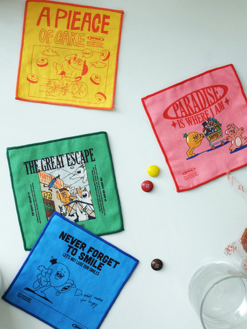 키친,키친 - 벌룬프렌즈 메시 어드벤쳐 (BALLOON FRIENDS MESSY ADVENTURE) - RANGES ROOM 패브릭 코스터 4종 (그린 / 블루 / 옐로우 / 핑크)