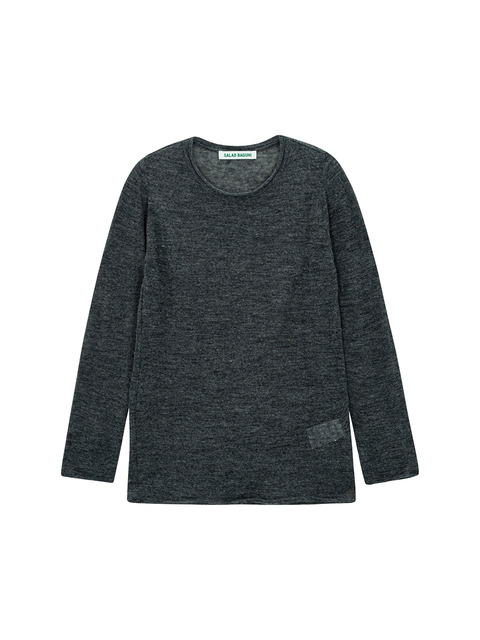 니트 - 샐러드바구니 (SALADBAGUNI) - Kidmo Hair Round Neck Pullover_charcoal