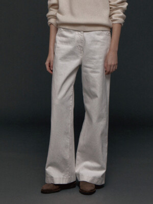 White Stitch Denim Pants(White)