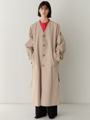 collarless trench coat_beige