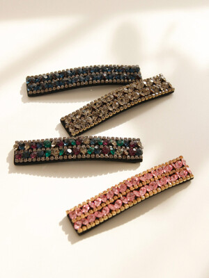 Cubic Slim Double Line Hair Clip H01140