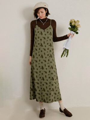 LS_V-neck floral strap dress