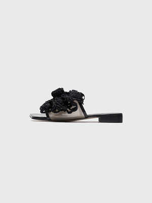 YORSA Flower Corsage Sandals - Black