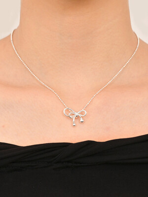 24 Ball ribbon Necklace-silver925