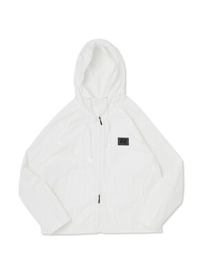 hood zip up (White) CSOj-103 [Unisex]