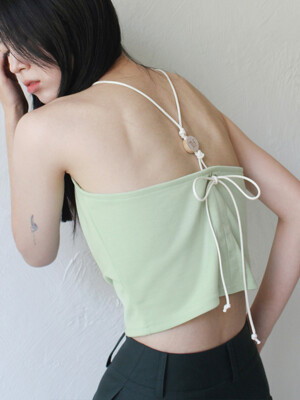 Halterneck Wooden Beads Top (MINT)