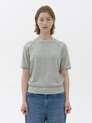 [Women] Nep Knit Half Sweatshirt (Light grey)