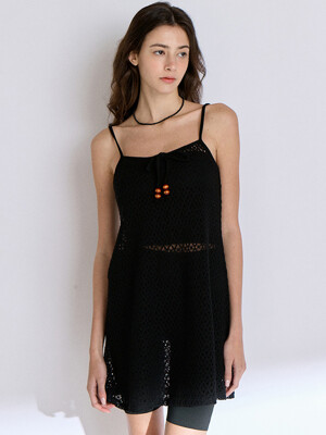 NET SLEEVELESS ONEPIECE_BLACK