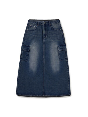 [Mmlg W] POCKET DENIM SKIRT (INDIGO)