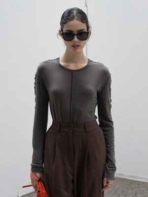 Stitch see-through long sleeve Charcoal