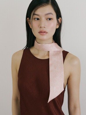 Bouquet Long Twilly Silk Scarf - Pink