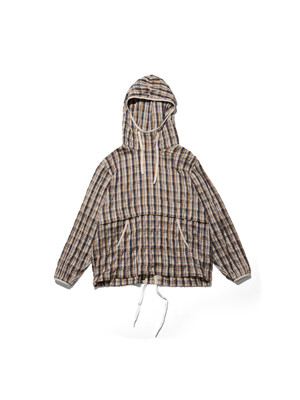 Check Hoodie Anorak Beige