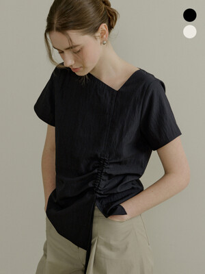 comos 1410 diagonal neck string blouse (2color)
