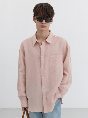 UNISEX CLASSIC LINEN SHIRT SOFT PINK_M_UDSH5B125P1