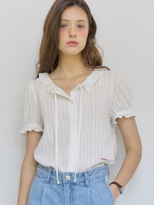 Sophie Frill-Neck Blouse - White