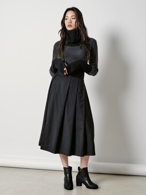 Simple Long Skirt(Black)