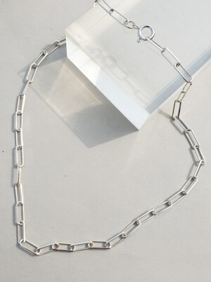 Long oval chain Necklace 오발 실버 체인목걸이