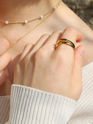 two edge ring-gold (silver925)