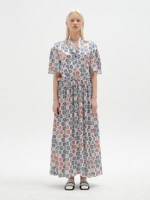 SOVE Floral-Print Short Sleeve Dress - Blue/Red Multi