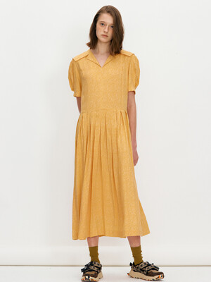 Sailor collar tuck dress - Orange Flower