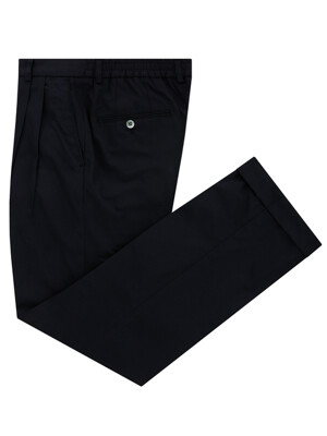Essential cotton two tuck banding chino pants (Navy)