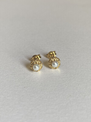 (14k) Sprout Studs (M) (Pearl)