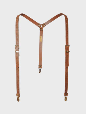 Square Loop Thin Leather Suspender[Brown(UNISEX)]_UTA-FM32