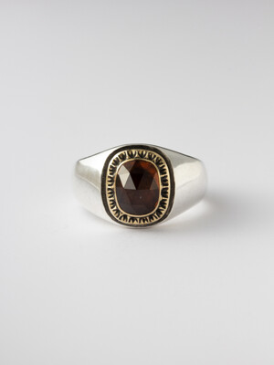 GARNET SUN RING (SILVER/BRASS)