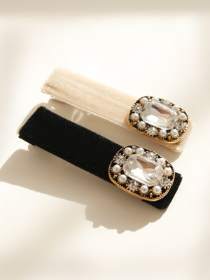 Cubic Pearl Point Side Hair Clip H0925