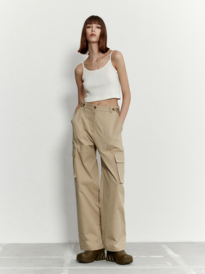 Cotton cargo pants 001 Beige