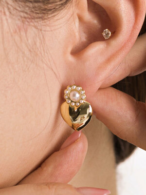 [silver925post] flower pearl earring