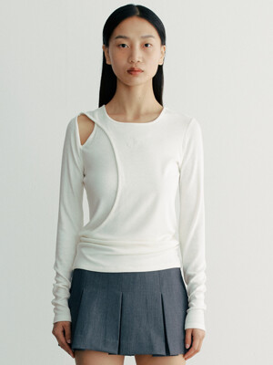 Cut - Out Ribbed T shirt - 2Colors
